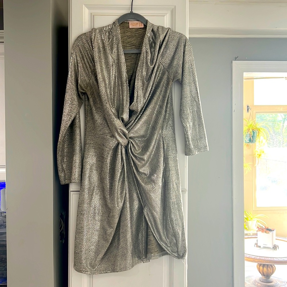 Club L London Plus metallic wrap knot mini dress